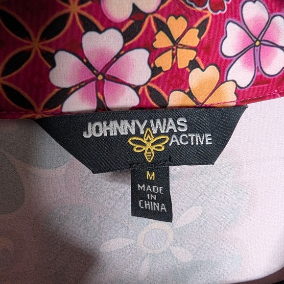 Johnny Was Active Yama Track Jacket Floral Pink Zip Up Athleisure | M - Picture 3 of 6